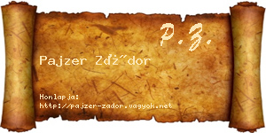 Pajzer Zádor névjegykártya